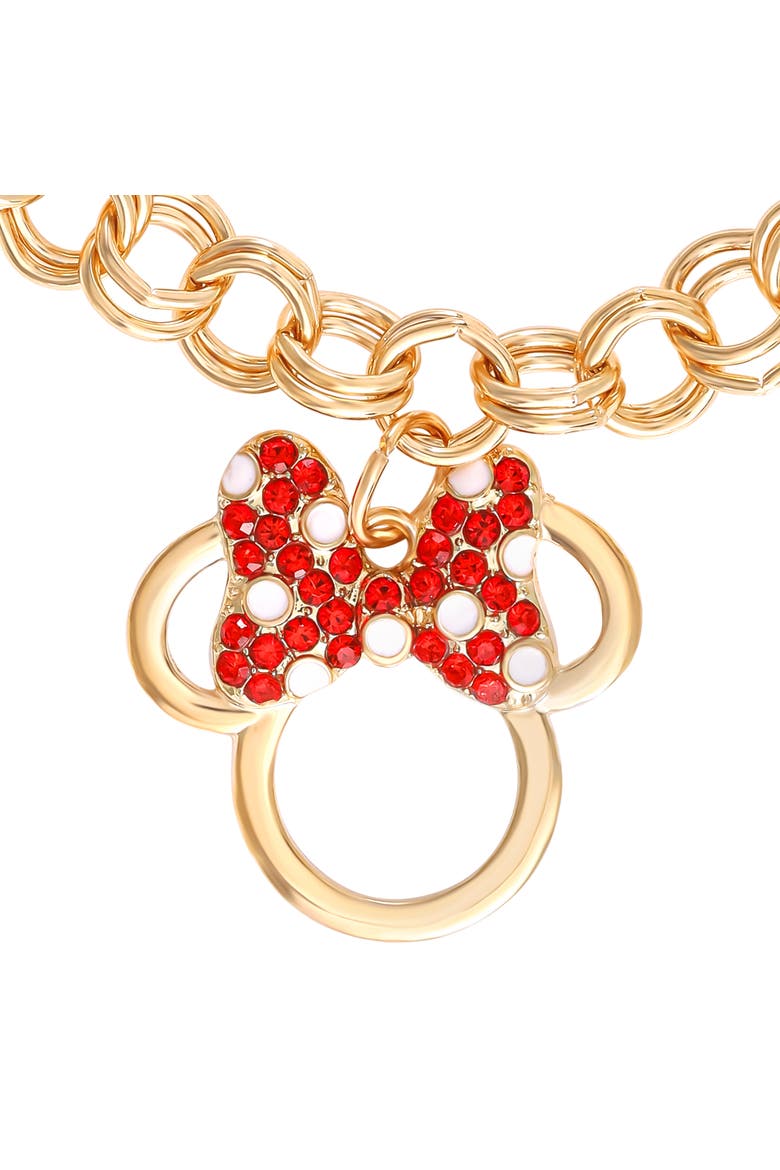 Minnie Mouse Bow Charm Bracelet, 7 +1'' Chain, Alternate, color, Gold