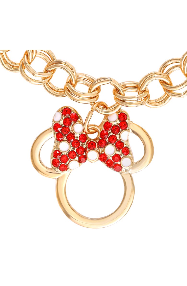Disney Minnie Mouse Bow Charm Bracelet, 7 +1'' Chain, Alternate, color, Gold