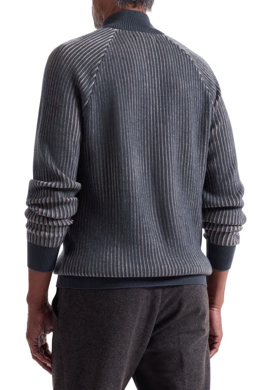 Bugatchi Merino Wool Quarter Zip Polo Sweater In Gray