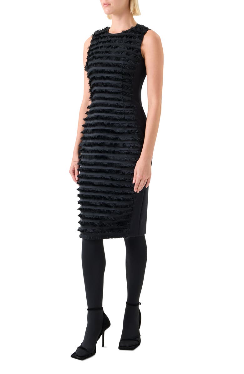 Akris punto Fringe Stripe Sleeveless Dress, Alternate, color, Black