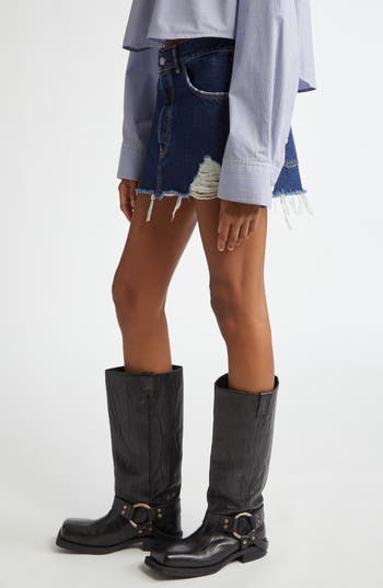 【Acne Studios】 Macaria distressed denim miniskirt Acne Studios Macaria distressed denim miniskirt Acne Studios