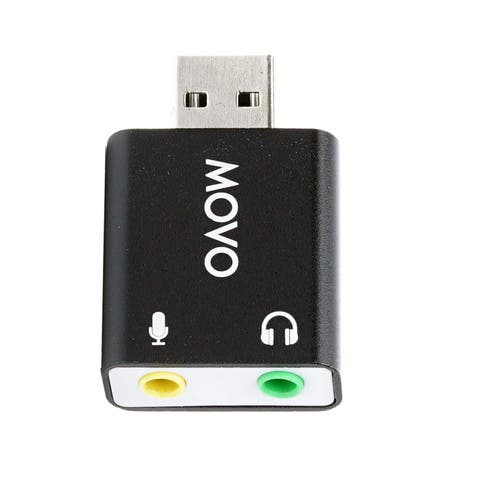 USB-AC 3.5mm TRS Microphone to USB 2.0 Stereo Audio External Sound Card Adapter for PC and Mac