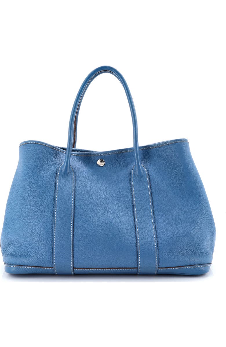 Pre-Owned Hermes Garden Party Tote Leather 36, Main, color, Bleu Jean