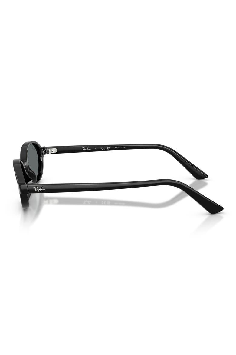 51mm Polarized Oval Sunglasses, Alternate, color, BLACK / DARK GREY POLAR