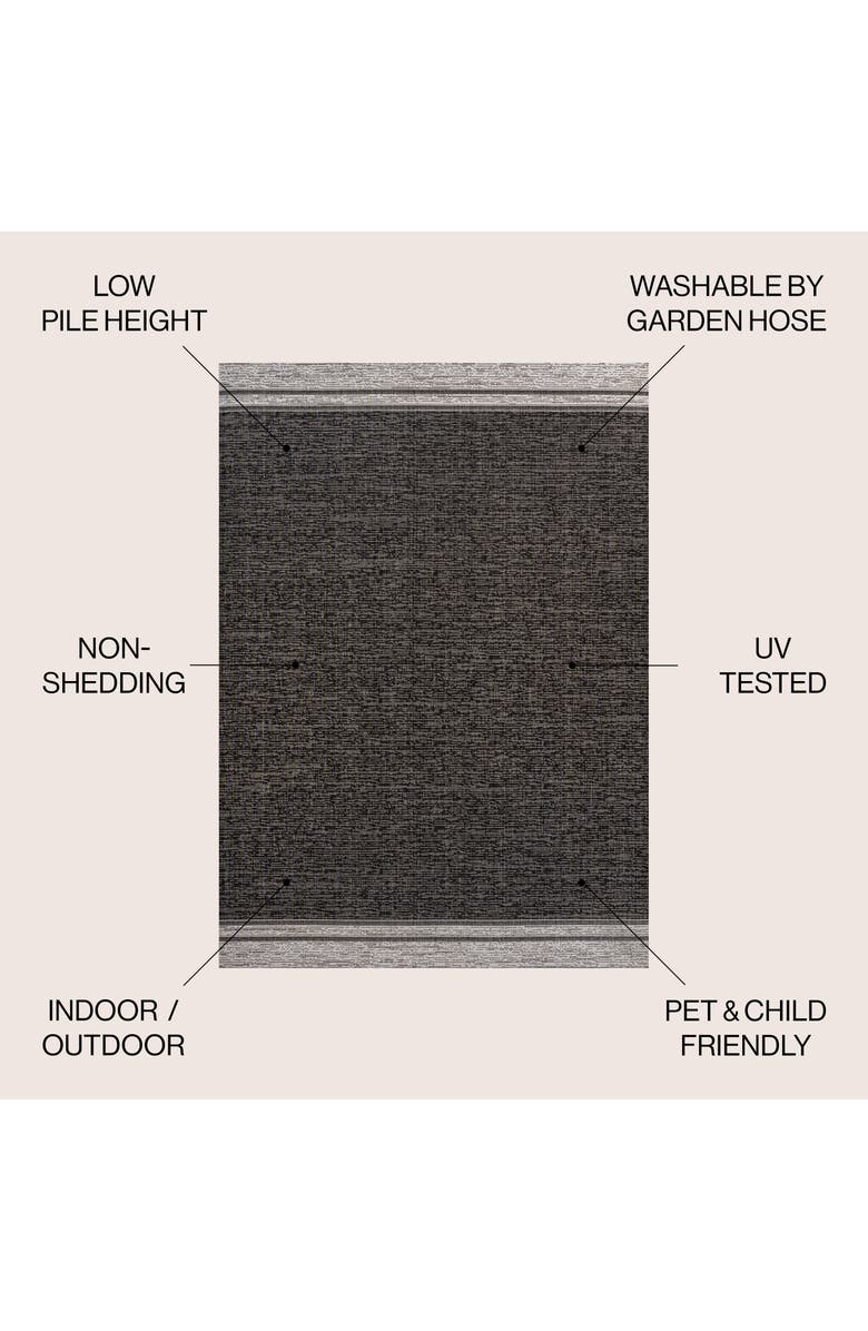 JONATHAN Y Alda Modern Minimalist Mingled Solid Indoor/Outdoor Area Rug, Alternate, color, Black/Cream