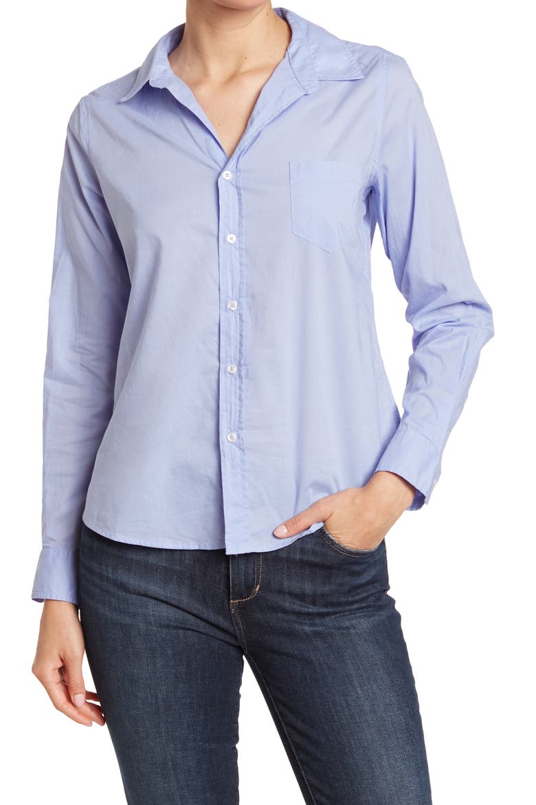 Long Sleeve Button Front Shirt, Main, color, BLUE