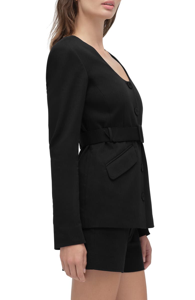 Favorite Daughter The Christy Belted Stretch Cotton Blend Twill Jacket, Alternate, color, Black