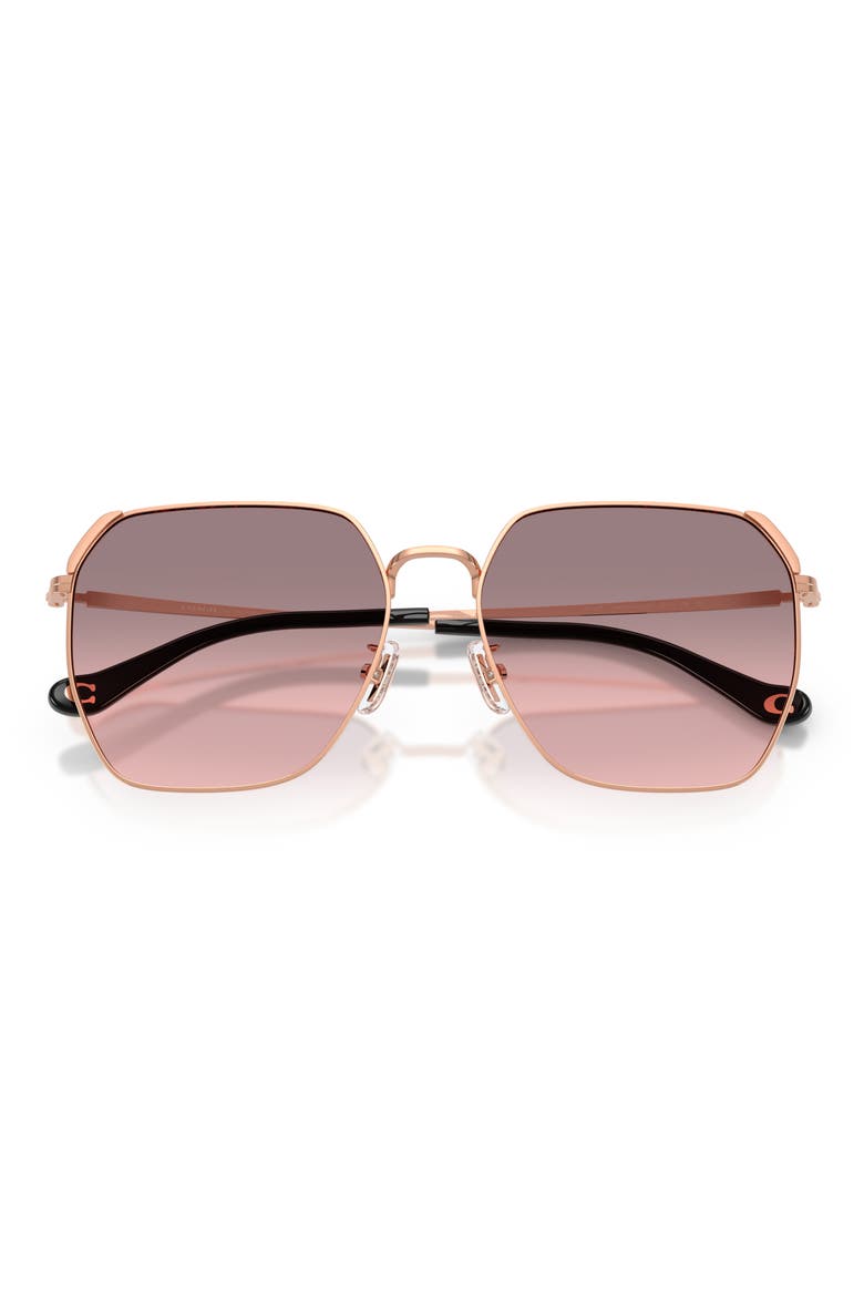 60mm Gradient Square Sunglasses, Alternate, color, SHINY ROSE GOLD / GREY PINK