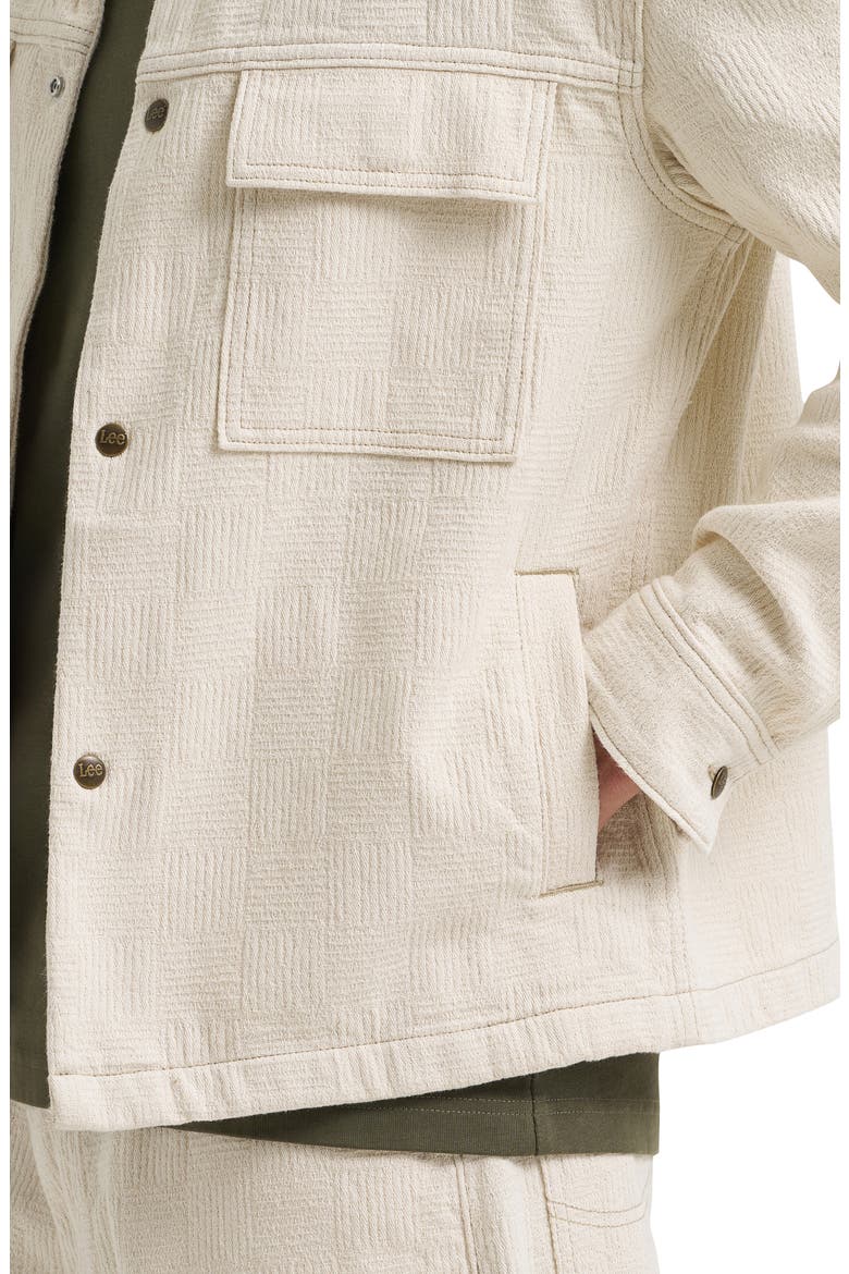 Jacquard Cotton Snap Overshirt, Alternate, color, NATURAL GREIGE