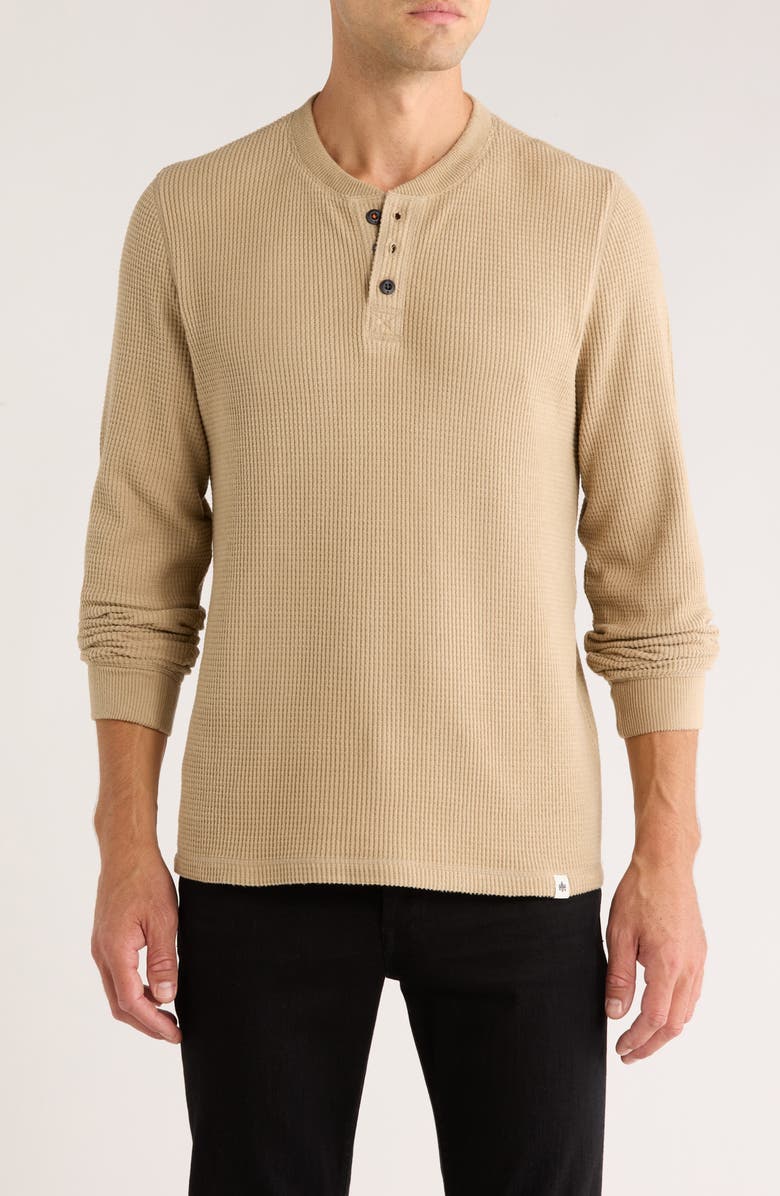 Rainforest The Fireside Waffle Knit Henley, Main, color, Chinchilla