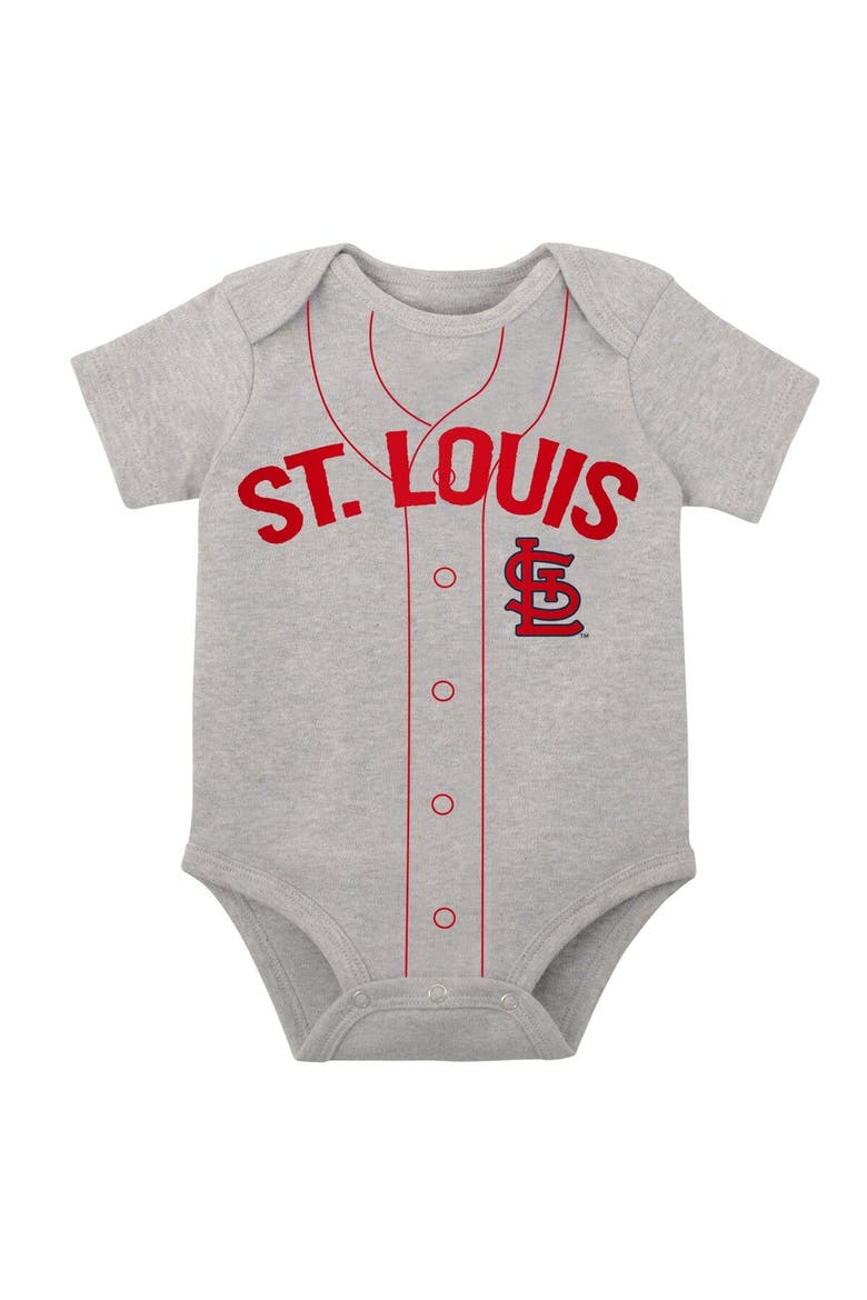 Infant White/Heather Gray St. Louis Cardinals Two-Pack Little Slugger Bodysuit Set, Alternate, color, White