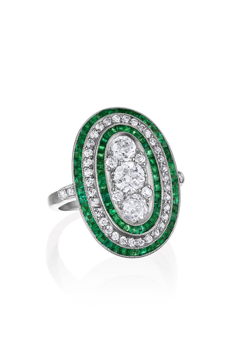 Mindi Mond Daring Deco Emerald & Diamond Ring, Main, color, 