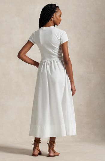Short Sleeve Cotton Midi Dress