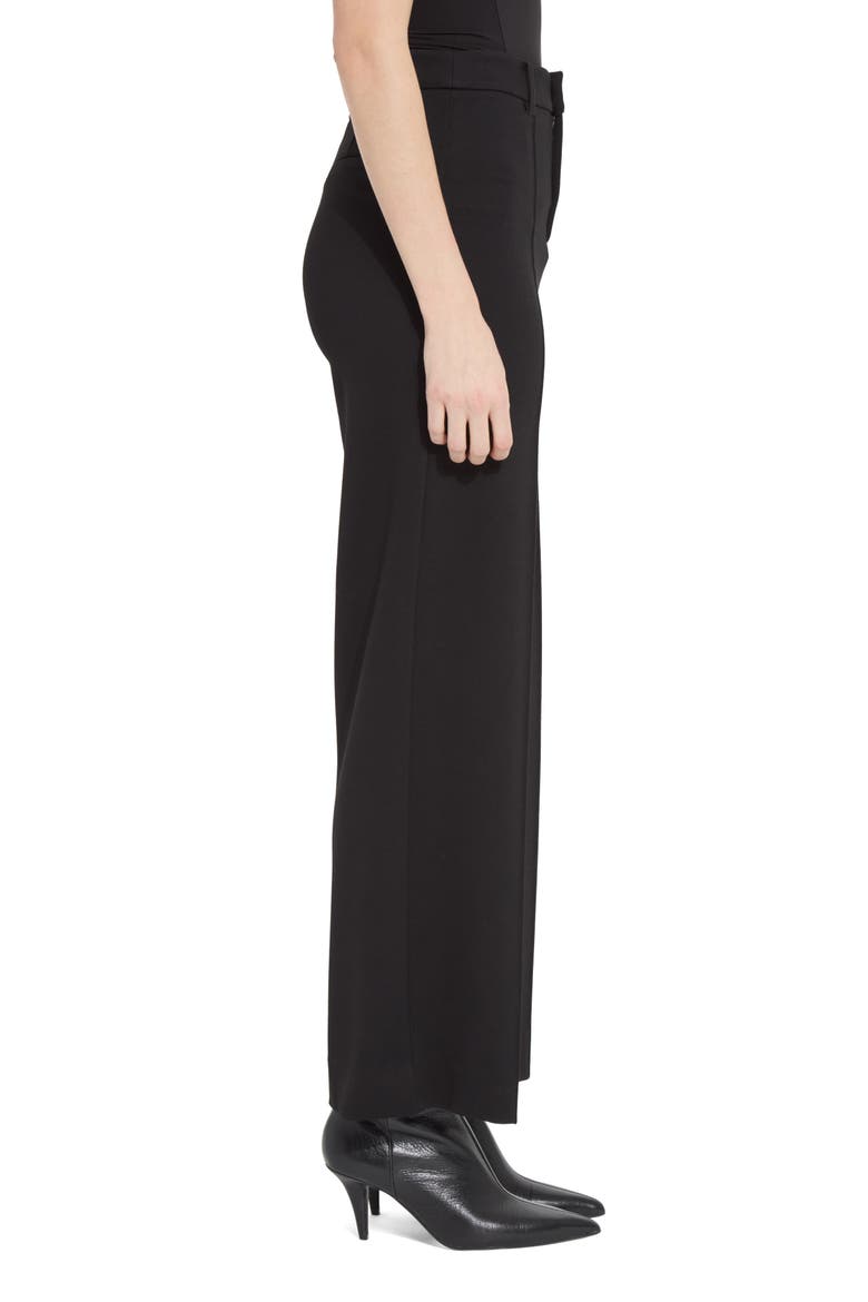 Nadia Zip Front Wide Leg Ponte Trousers, Alternate, color, BLACK