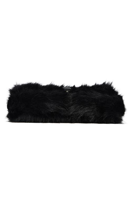 Bcbg Faux Fur Buckle Shoulder Bag In Black