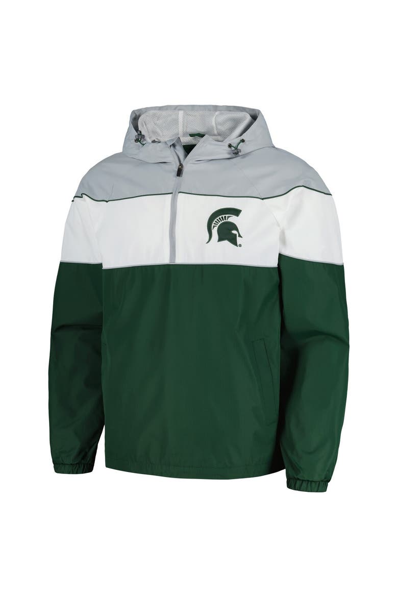Men's G-III Sports by Carl Banks Green Michigan State Spartans Center Line Half-Zip Raglan Hoodie Jacket, Alternate, color, Green
