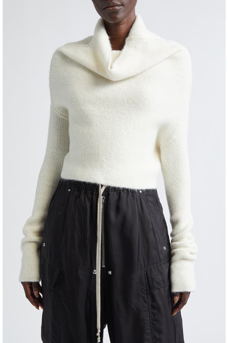 Crater Alpaca & Wool Blend Funnel Neck Sweater, Main, color, MILK