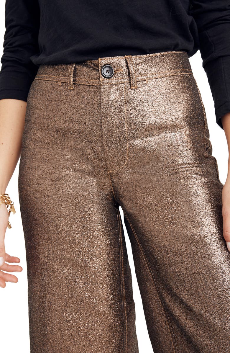 Madewell Langford Metallic Crop Wide Leg Pants, Alternate, color,