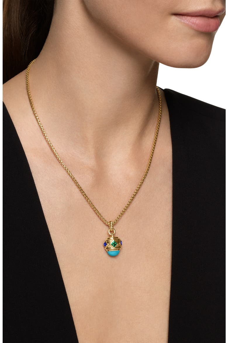 Renaissance Amulet in 18K Yellow Gold, 29mm, Alternate, color, TANZANITE