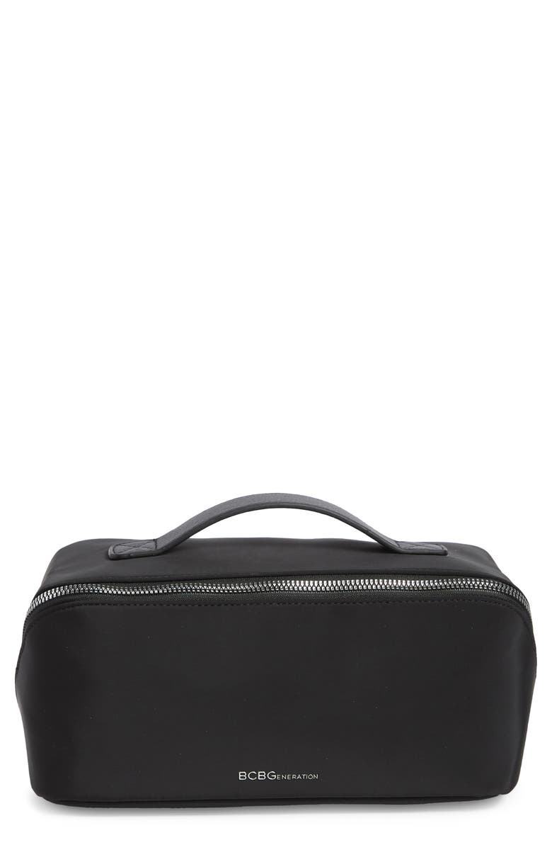 BCBG Fold Out Cosmetic Case, Main, color, Black