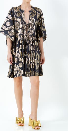 Palm Springs Metallic Jacquard Caftan Dress