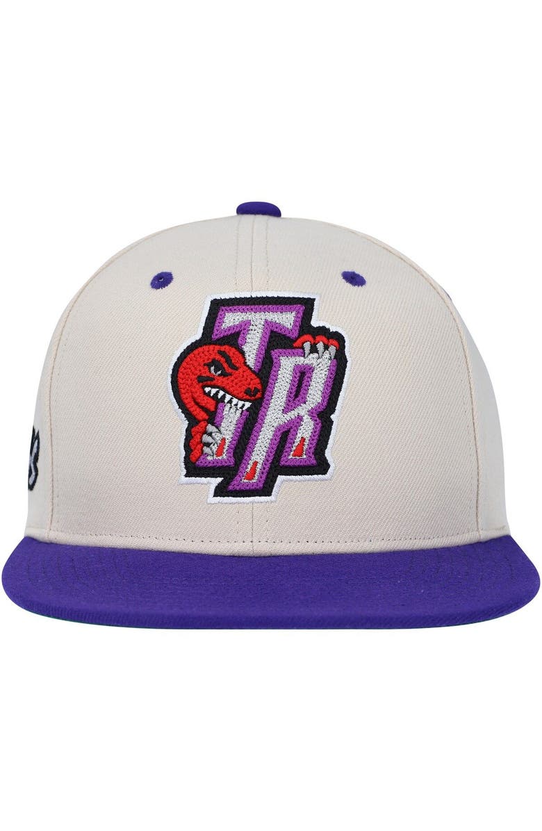 Mitchell & Ness Men's Mitchell & Ness  Cream/Purple Toronto Raptors Hardwood Classics 2-Tone Chain-Stitch Snapback Hat, Alternate, color, 