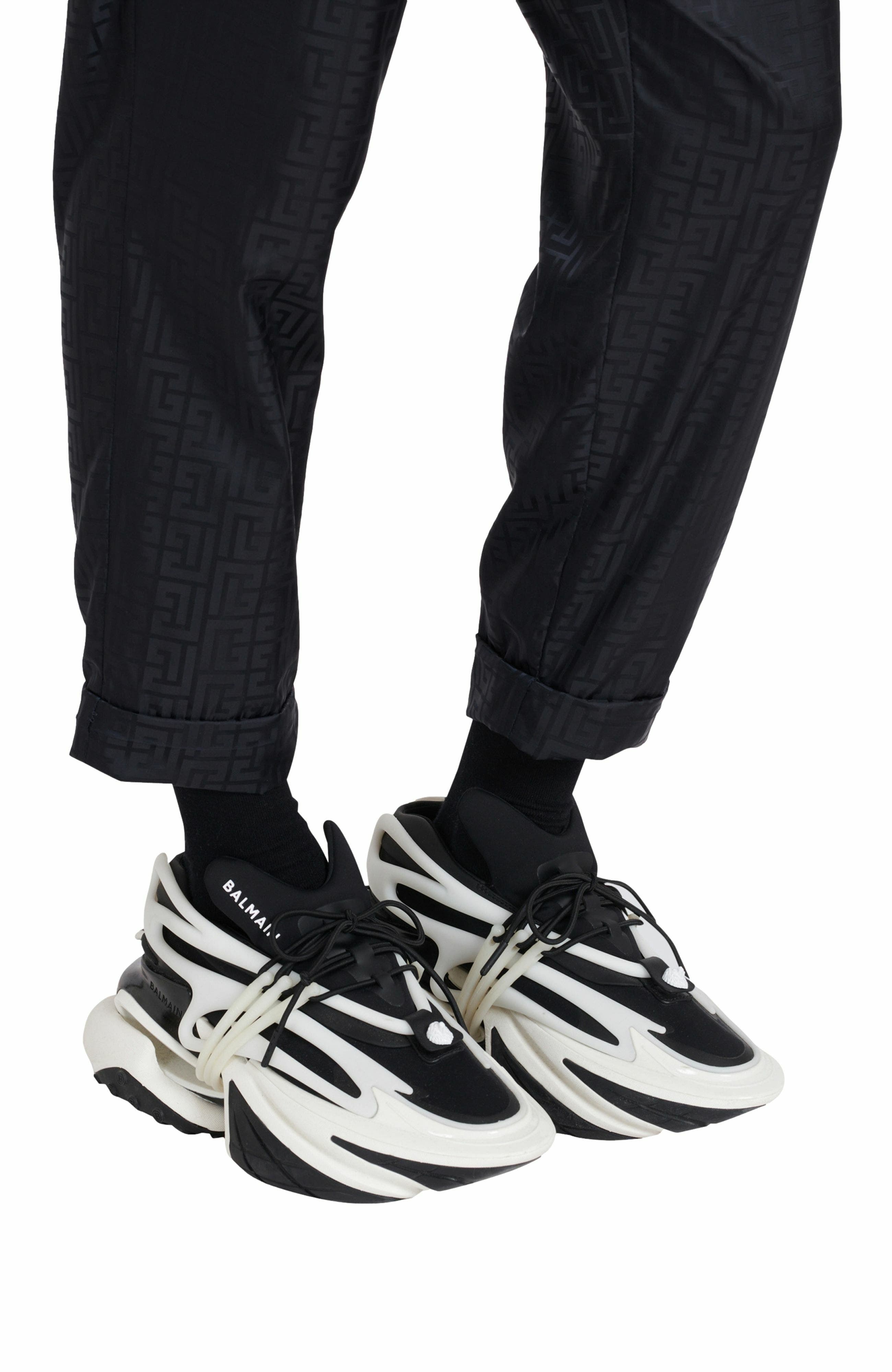Unicorn Low-Top Sneakers In Neoprene And Leather, Alternate, color, Black