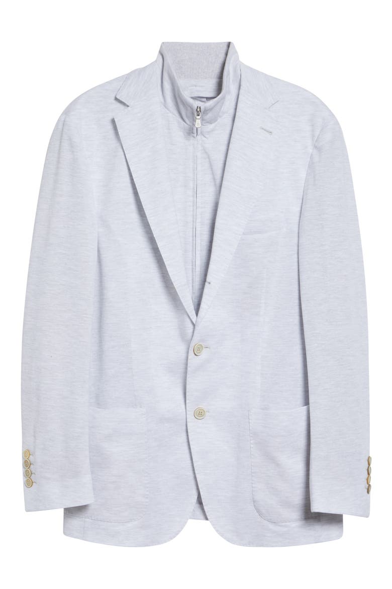 Cotton & Linen Sport Coat with Removable Bib, Alternate, color, LIGHT MELANGE GRAY