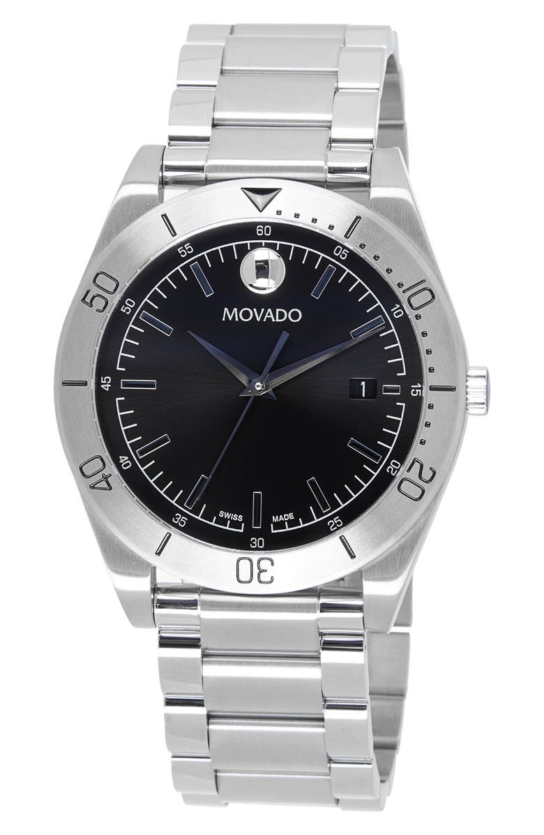 Movado Sportivo Bracelet Watch, 41mm, Main, color, Black
