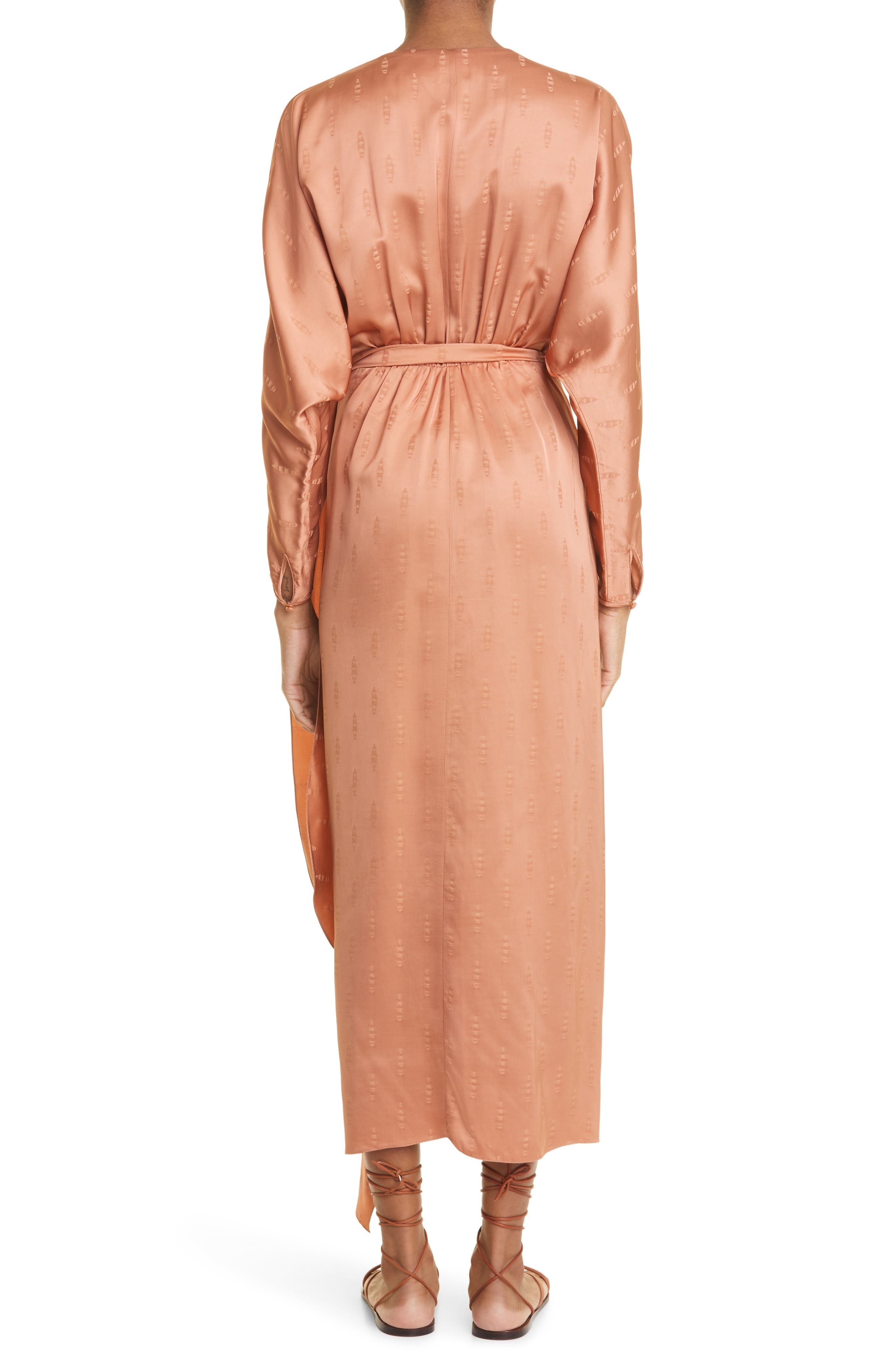 Johanna Ortiz Barnacle Jacquard Long Sleeve Satin Wrap Dress (Women ...