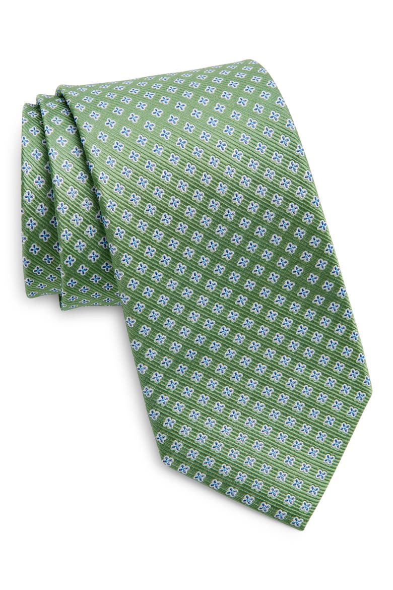 Neat Silk Tie, Main, color, GREEN