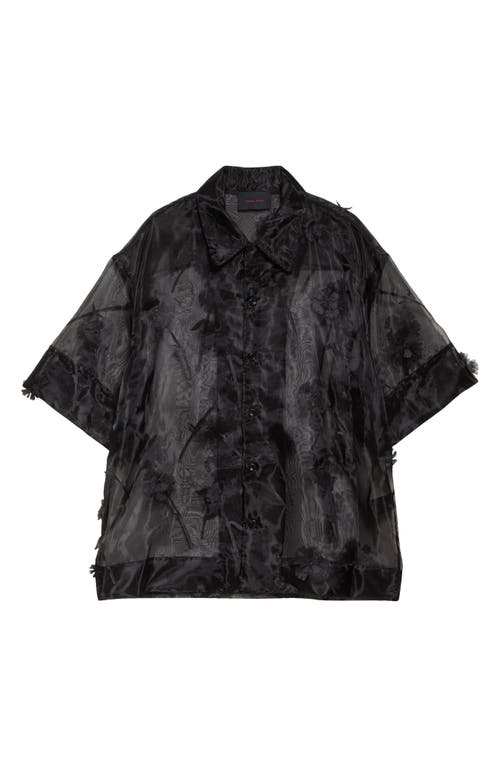 Simone Rocha Carnation Appliqué Boxy Organza Shirt