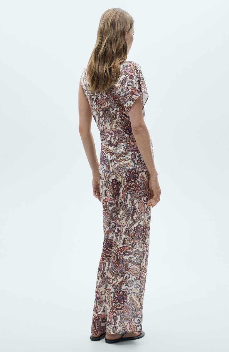 MANGO Paisley Asymmetric Sleeve Satin Top, Alternate, color, 