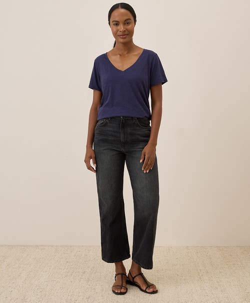 Pact Organic Cotton Featherweight Slub V-neck Tee In Eclipse
