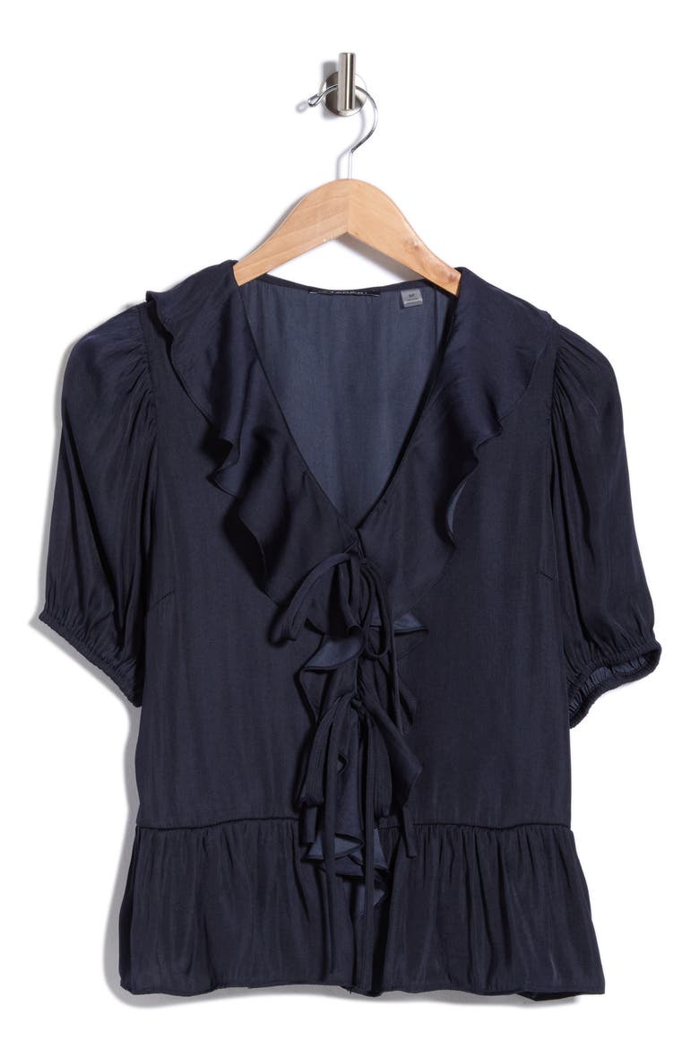 Puff Sleeve Ruffle Peplum Top, Alternate, color, NIGHTLIFE