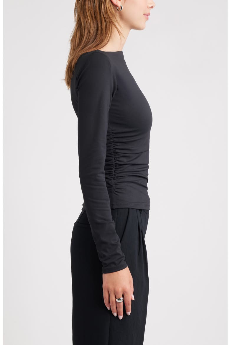 Ruched Side Top, Alternate, color, BLACK