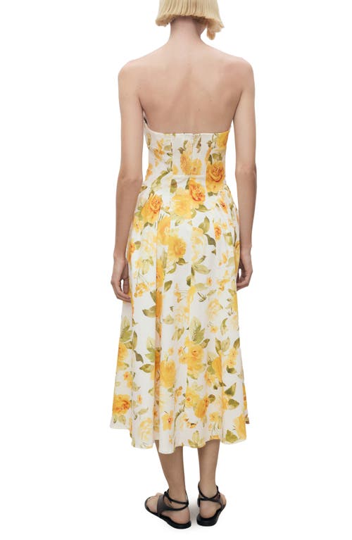 Mango Molly Rose Print Cotton Sundress In Yellow