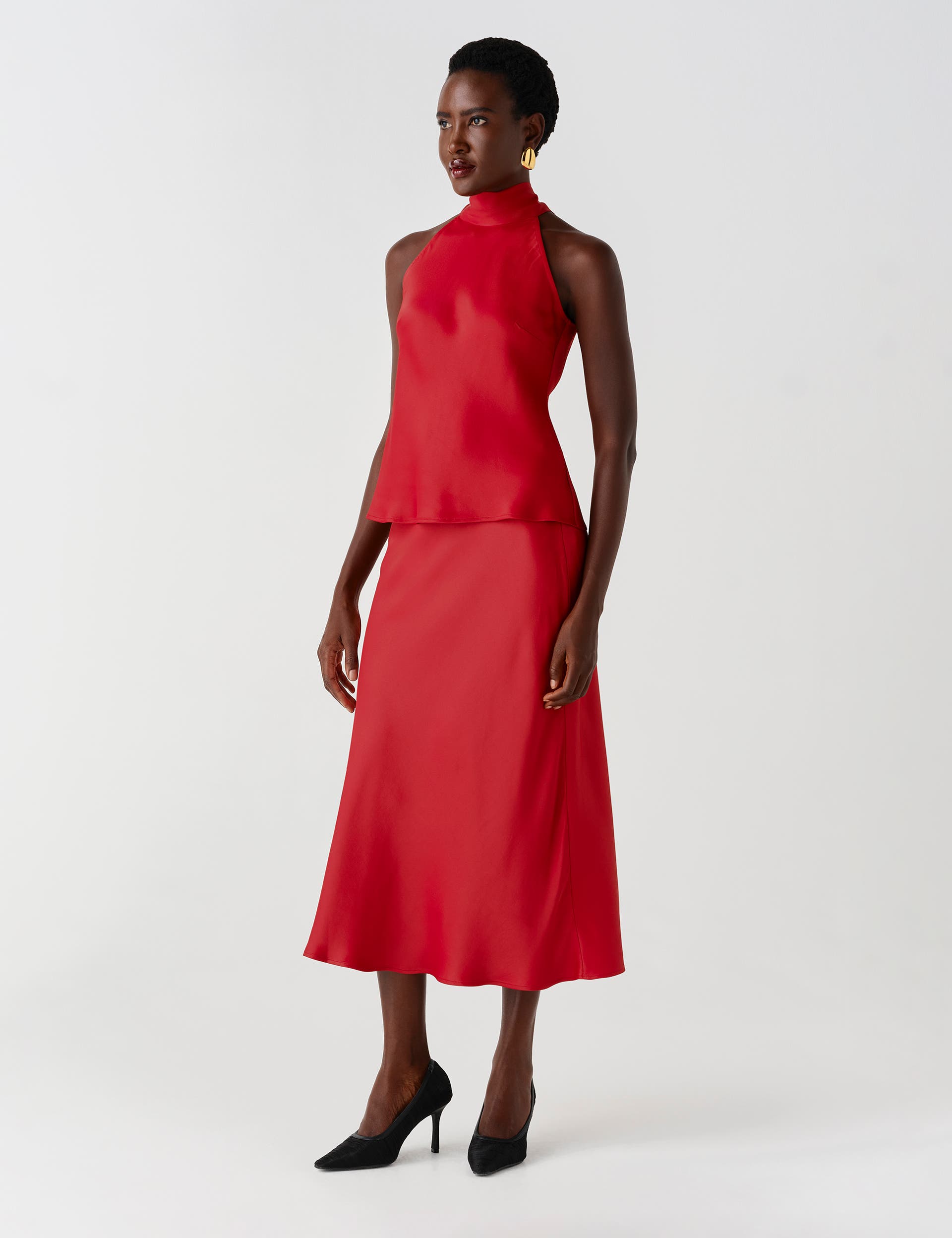 Ghost London Reese High Neck Satin Top (Women) | Nordstrom