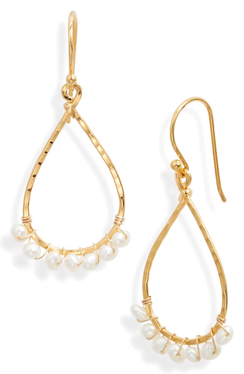 Kiara by Ki-Ele Jennifer Freshwater Pearl Teardrop Earrings, Main, color, Gold