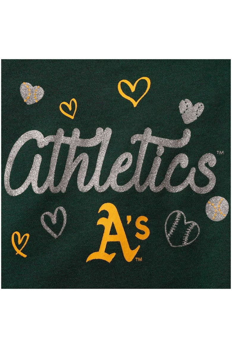 Girls Newborn & Infant Green Oakland Athletics 3-Piece Home Plate Bodysuit Bib & Booties Set, Alternate, color, Green