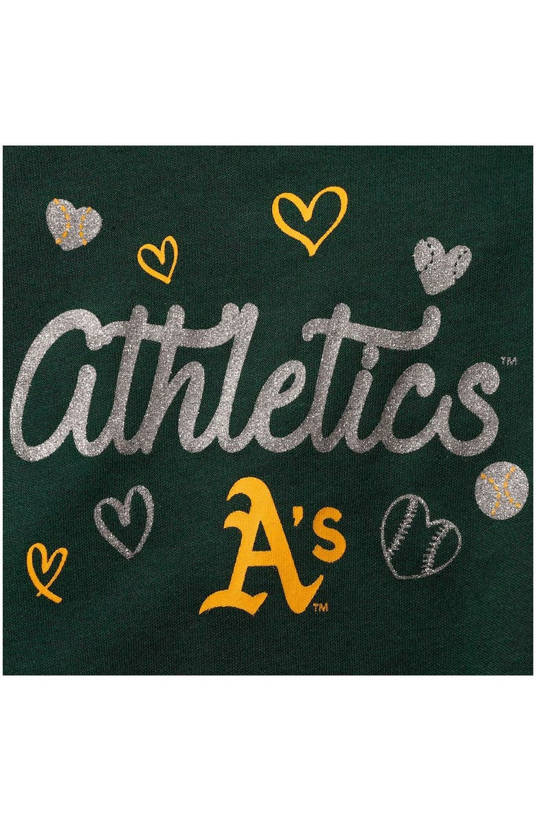 Outerstuff Girls Newborn & Infant Green Oakland Athletics 3-Piece Home Plate Bodysuit Bib & Booties Set, Alternate, color, Green
