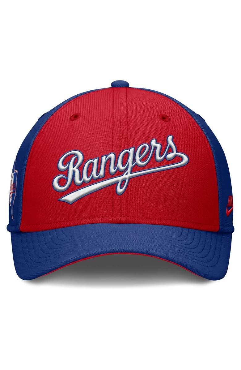 Nike Men's Nike Royal/Red Texas Rangers Rise Swoosh Performance Flex Hat, Alternate, color, Royal