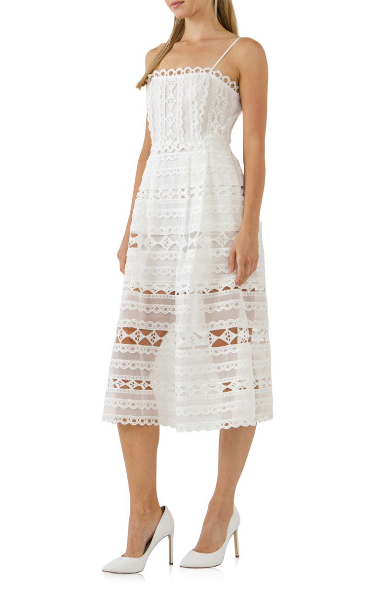 Endless Rose Lace Midi Dress, Alternate, color, White