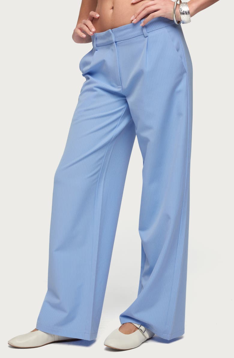 EDIKTED Pinstripe Low Rise Straight Leg Pants, Alternate, color, Light-Blue