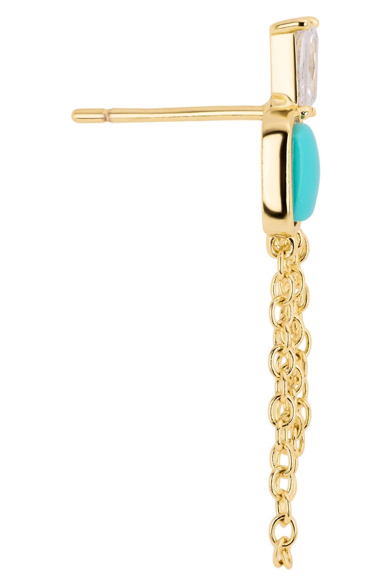 Stone and Cubic Zirconia Chain Drop Earrings, Alternate, color, BLUE GREEN GOLD