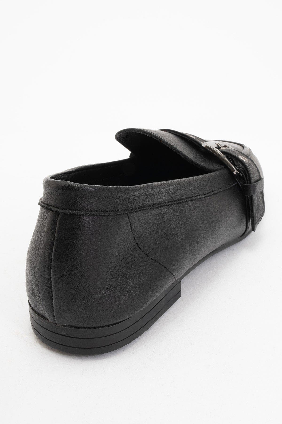 Forever & Always Shoes Jade Leather Flat Loafers, Alternate, color, Black Leather