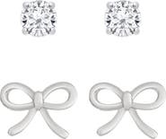 Lily Nily Kids' Bow & Cubic Zirconia Stud Earrings Set