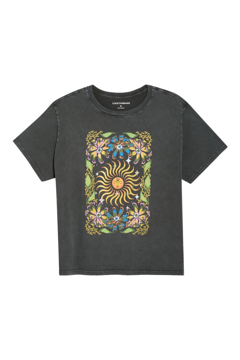 Colorful Sun Graphic T-Shirt, Main, color, JET BLACK