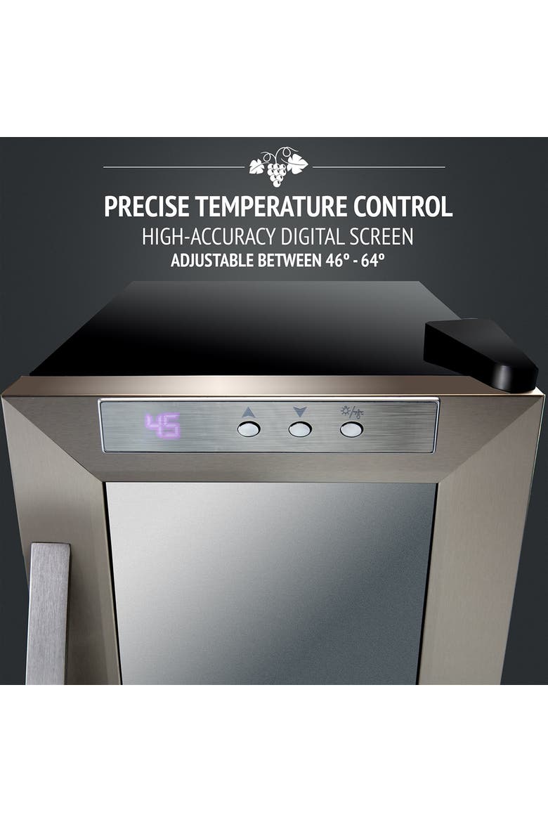 8 Bottle Thermoelectric Wine Cooler, Quiet Freestanding Wine Fridge, Alternate, color, Silver