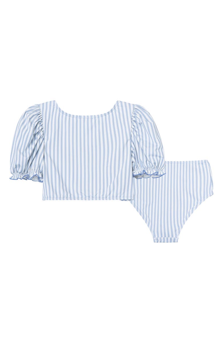Habitual Kids ' Puff Sleeve Stripe Two-Piece Swimsuit, Alternate, color, 
